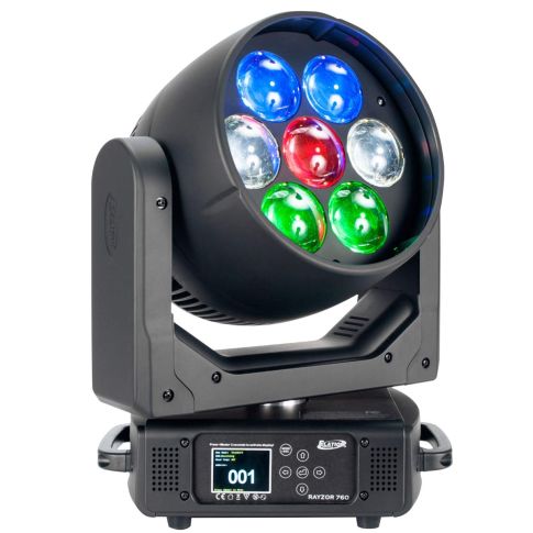 RAYZOR 760W7x 60W RGBW Continuous 360 deg pan/tilt w/ Zoom, Pixel and SparkLED
