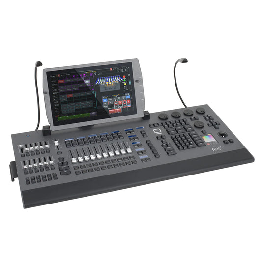 NX 4; 64 Universe (ONYX Premier), 1080p touch screen, 4x DMX port, motorized